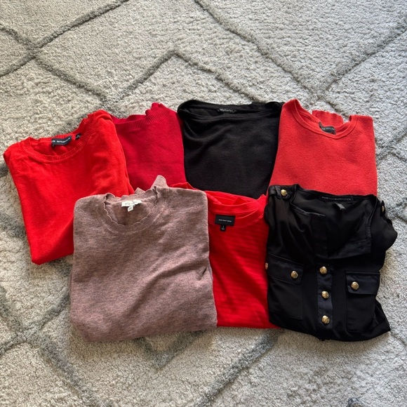 Lightweight sweater bundle long sleeve tops black red XS small - Picture 1 of 9